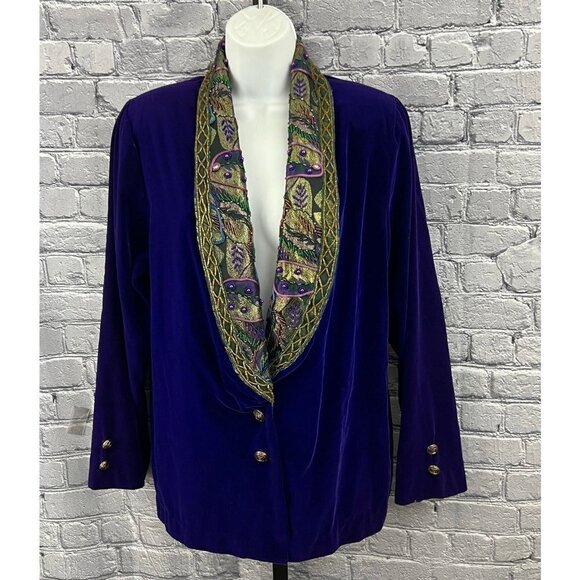 Victoria's Secret Jackets & Blazers - Victoria's Secret Purple Velvet Jacket vintage Beaded Sequins Size S Metallic